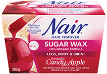 Nair™ Irresistible Candy Apple Sugar Wax for Legs, Body & Bikini with Moisturizing Apple & Sugar Cane Extract