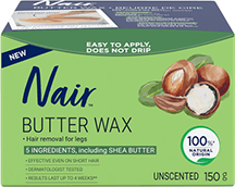 Nair Butter Wax for Legs Unscented formula with Just 5 Ingredients