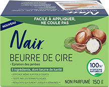 Beurre de cire Nair pour les jambes formule non parfumée avec seulement 5 ingrédients