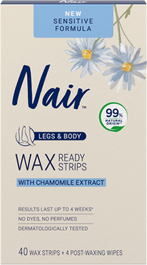 Nair Sensitive Wax Ready Strips for Legs & Body with Chamomile Extract